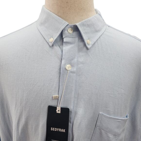SEDYRAK Other - NWT Sedyrak Mens Dress Shirt 2XL Blue Linen Blend Short Sleeve Button Down Soft
